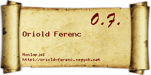 Oriold Ferenc névjegykártya